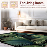 Ultra Soft Area Rug, Non Slip, Stain Resistant, Washable Area Rugs for Living Room, Bedroom, Minimalist Tropical Leaf Arrangement(Green)