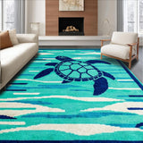 Ultra Soft Area Rug, Non Slip, Stain Resistant, Washable Area Rugs for Living Room, Bedroom, Rustic Oceanic Animal Design(Blue)