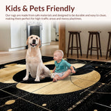 Ultra Soft Area Rug, Non Slip, Stain Resistant, Washable Area Rugs for Living Room, Bedroom, Contemporary Striking Pattern Fusion(Gold)