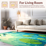 Ultra Soft Area Rug, Non Slip, Stain Resistant, Washable Area Rugs for Living Room, Bedroom, Whimsical Frog Pond Rug with Playful Lily Pads and Water Ripple Design(Blue)