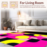 Ultra Soft Area Rug, Non Slip, Stain Resistant, Washable Area Rugs for Living Room, Bedroom, Vibrant Memphis Style Aesthetic(Pink)