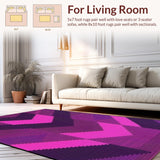 Ultra Soft Area Rug, Non Slip, Stain Resistant, Washable Area Rugs for Living Room, Bedroom, Lively Abstract Color Fusion(Purple)
