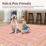 Ultra Soft Area Rug, Non Slip, Stain Resistant, Washable Area Rugs for Living Room, Bedroom, Artful Striped Color Block Design(Orange)