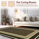 Ultra Soft Area Rug, Non Slip, Stain Resistant, Washable Area Rugs for Living Room, Bedroom, Exotic Animal Motif Decor(Black)