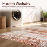Ultra Soft Area Rug, Non Slip, Stain Resistant, Washable Area Rugs for Living Room, Bedroom, Rustic Ombre Throw Rug with Vintage Distressed Texture and Subtle Chevron(Brown)