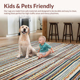 Ultra Soft Area Rug, Non Slip, Stain Resistant, Washable Area Rugs for Living Room, Bedroom, Whimsical Soft-Toned Stripe Arrangement(Orange)