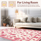 Ultra Soft Area Rug, Non Slip, Stain Resistant, Washable Area Rugs for Living Room, Bedroom, Vibrant Tropical Bloom Design(White)