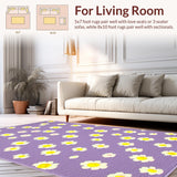 Ultra Soft Area Rug, Non Slip, Stain Resistant, Washable Area Rugs for Living Room, Bedroom, Playful Purple Blossom Pattern(Purple)