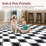 Ultra Soft Area Rug, Non Slip, Stain Resistant, Washable Area Rugs for Living Room, Bedroom, Harlequin Rug Black and White Diamond Pattern(Black)