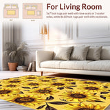 Ultra Soft Area Rug, Non Slip, Stain Resistant, Washable Area Rugs for Living Room, Bedroom, Cheerful Organic Geometry Theme(Yellow)