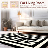 Ultra Soft Area Rug, Non Slip, Stain Resistant, Washable Area Rugs for Living Room, Bedroom, Sleek Arch Knot Modernist Inspiration(Black)