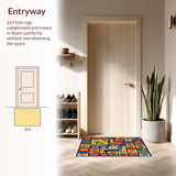 Ultra Soft Area Rug, Non Slip, Stain Resistant, Washable Area Rugs for Living Room, Bedroom, Educational Play Mat Colorful Shapes & Animals Area Rug(Blue)