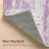 Ultra Soft Area Rug, Non Slip, Stain Resistant, Washable Area Rugs for Living Room, Bedroom, Delicate Ogee Pattern in Lavender(White)