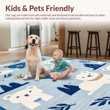 Ultra Soft Area Rug, Non Slip, Stain Resistant, Washable Area Rugs for Living Room, Bedroom, Tender Blue Toned Design(Blue)