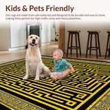 Ultra Soft Area Rug, Non Slip, Stain Resistant, Washable Area Rugs for Living Room, Bedroom, Greek Key Shower Curtain Modern Home Decor(Black)