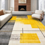 Ultra Soft Area Rug, Non Slip, Stain Resistant, Washable Area Rugs for Living Room, Bedroom, Contemporary Bold Geometric Fusion(Yellow)