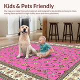 Ultra Soft Area Rug, Non Slip, Stain Resistant, Washable Area Rugs for Living Room, Bedroom, Minimalist Geometric Soft Tones(Pink)