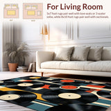 Ultra Soft Area Rug, Non Slip, Stain Resistant, Washable Area Rugs for Living Room, Bedroom, Elegant Abstract Record Design(Black)