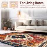 Ultra Soft Area Rug, Non Slip, Stain Resistant, Washable Area Rugs for Living Room, Bedroom, Traditional Blue Bedroom Easy Clean Patterned Area Rug(Red)