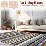 Ultra Soft Area Rug, Non Slip, Stain Resistant, Washable Area Rugs for Living Room, Bedroom, Eclectic Multi-Hued Striped Aesthetic(Brown)