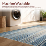 Ultra Soft Area Rug, Non Slip, Stain Resistant, Washable Area Rugs for Living Room, Bedroom, Chic Micro Loop Area in a Serene Blue and Beige Blend(Blue)