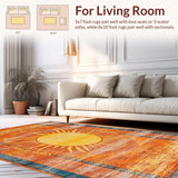 Ultra Soft Area Rug, Non Slip, Stain Resistant, Washable Area Rugs for Living Room, Bedroom, Sophisticated Abstract Warmth Design(Orange)