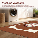 Ultra Soft Area Rug, Non Slip, Stain Resistant, Washable Area Rugs for Living Room, Bedroom, Rustic Vintage Baseball Motif(Brown)