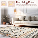 Ultra Soft Area Rug, Non Slip, Stain Resistant, Washable Area Rugs for Living Room, Bedroom, Modern Earthy Medallion Style(Beige)
