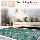 Ultra Soft Area Rug, Non Slip, Stain Resistant, Washable Area Rugs for Living Room, Bedroom, Distressed Blue High Traffic Bedroom Carpet(Blue)