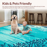 Ultra Soft Area Rug, Non Slip, Stain Resistant, Washable Area Rugs for Living Room, Bedroom, Round Area Rug Coastal Ocean Coral Reef Inspired Design(Blue)