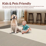 Ultra Soft Area Rug, Non Slip, Stain Resistant, Washable Area Rugs for Living Room, Bedroom, Chic Neutral Tiled Composition(Beige)