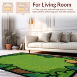 Ultra Soft Area Rug, Non Slip, Stain Resistant, Washable Area Rugs for Living Room, Bedroom, Colorful Woodland Creature Design(Green)