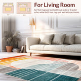 Ultra Soft Area Rug, Non Slip, Stain Resistant, Washable Area Rugs for Living Room, Bedroom, Earthy Toned Tribal Motif(Orange)