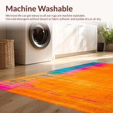Ultra Soft Area Rug, Non Slip, Stain Resistant, Washable Area Rugs for Living Room, Bedroom, Stylish Abstract Color Burst Theme(Orange)