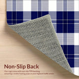 Ultra Soft Area Rug, Non Slip, Stain Resistant, Washable Area Rugs for Living Room, Bedroom, Charming Plaid Neutral Area(Blue)