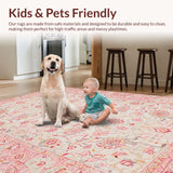 Ultra Soft Area Rug, Non Slip, Stain Resistant, Washable Area Rugs for Living Room, Bedroom, Soft Neutral Toned Organic Patterns(Pink)