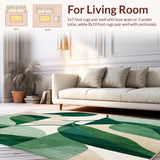 Ultra Soft Area Rug, Non Slip, Stain Resistant, Washable Area Rugs for Living Room, Bedroom, Abstract Botanical(Green)