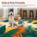 Ultra Soft Area Rug, Non Slip, Stain Resistant, Washable Area Rugs for Living Room, Bedroom, Sophisticated Tropical Print Style(Yellow)
