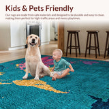Ultra Soft Area Rug, Non Slip, Stain Resistant, Washable Area Rugs for Living Room, Bedroom, World Map Multicolor Bedroom Meditation Carpet(Blue)