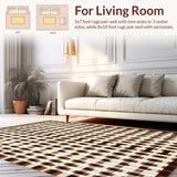 Ultra Soft Area Rug, Non Slip, Stain Resistant, Washable Area Rugs for Living Room, Bedroom, Elegant Light Brown Tiled Design(Beige)