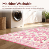 Ultra Soft Area Rug, Non Slip, Stain Resistant, Washable Area Rugs for Living Room, Bedroom, Sublime Cozy Floral Aesthetic(White)
