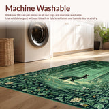 Ultra Soft Area Rug, Non Slip, Stain Resistant, Washable Area Rugs for Living Room, Bedroom, Rustic Forest Animal Motif(Green)