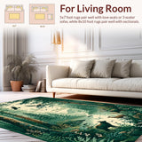Ultra Soft Area Rug, Non Slip, Stain Resistant, Washable Area Rugs for Living Room, Bedroom, Stylish Contemporary Animal Illustration(Green)