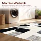 Ultra Soft Area Rug, Non Slip, Stain Resistant, Washable Area Rugs for Living Room, Bedroom, Contemporary Handmade Wool Bedroom Rug for Minimalist Aesthetic(Black)