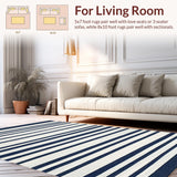Ultra Soft Area Rug, Non Slip, Stain Resistant, Washable Area Rugs for Living Room, Bedroom, Vibrant Nautical Inspired Textures(Blue)