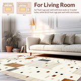 Ultra Soft Area Rug, Non Slip, Stain Resistant, Washable Area Rugs for Living Room, Bedroom, Elegant Off-White Animal Motif(Beige)
