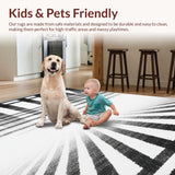 Ultra Soft Area Rug, Non Slip, Stain Resistant, Washable Area Rugs for Living Room, Bedroom, Modern Jungle Theme Flooring With Striking Monochromatic Optical Illusion(Black)