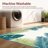 Ultra Soft Area Rug, Non Slip, Stain Resistant, Washable Area Rugs for Living Room, Bedroom, Modern Abstract Palm Leaf Design(Beige)
