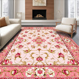 Ultra Soft Area Rug, Non Slip, Stain Resistant, Washable Area Rugs for Living Room, Bedroom, Cozy Blue Rose Vintage Theme(Pink)
