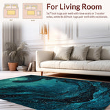 Ultra Soft Area Rug, Non Slip, Stain Resistant, Washable Area Rugs for Living Room, Bedroom, Tentacle Twist Nautical Carpet Aquatic Theme Washable Bath Mat Non-Slip(Blue)